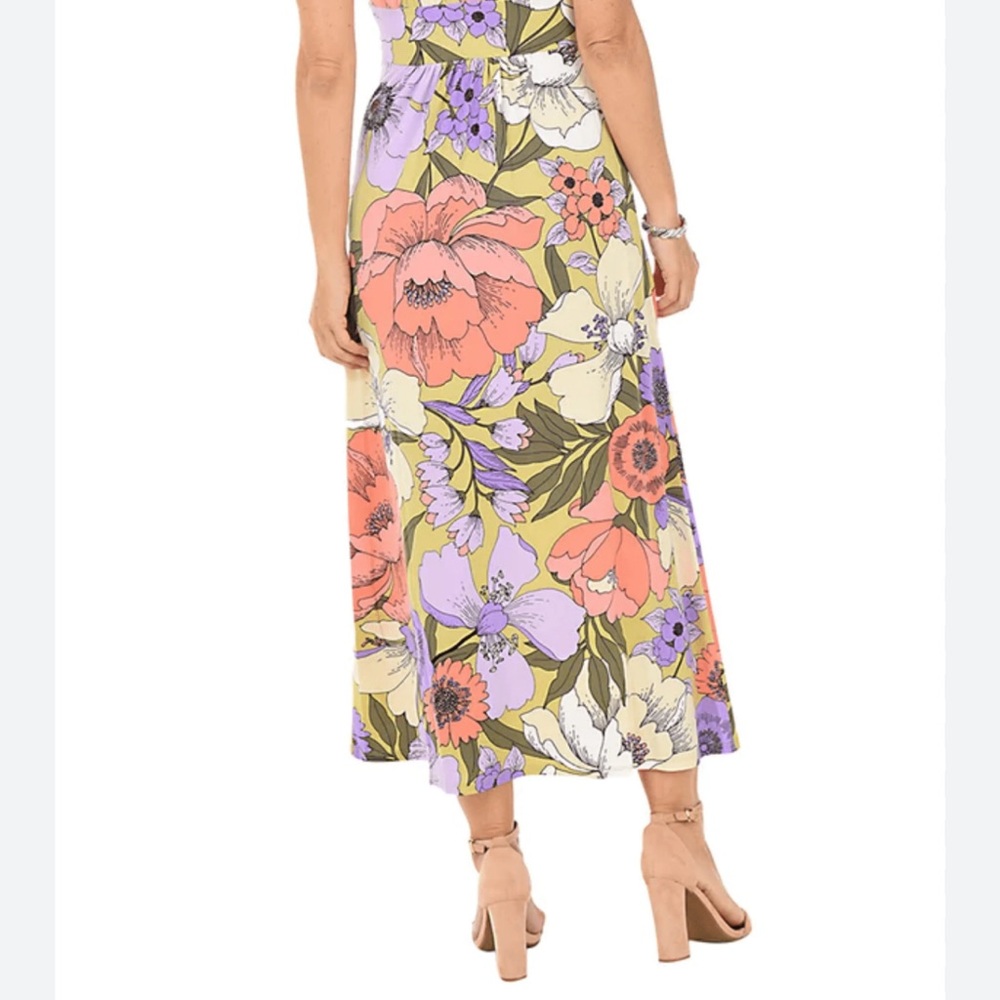Floral Print Maxi Skirt in Coral & Lavender